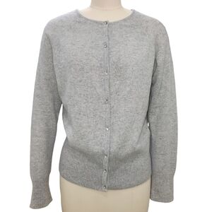 Apt 9 cashmere cardigan sweater women's Large gray heathered crystal buttons